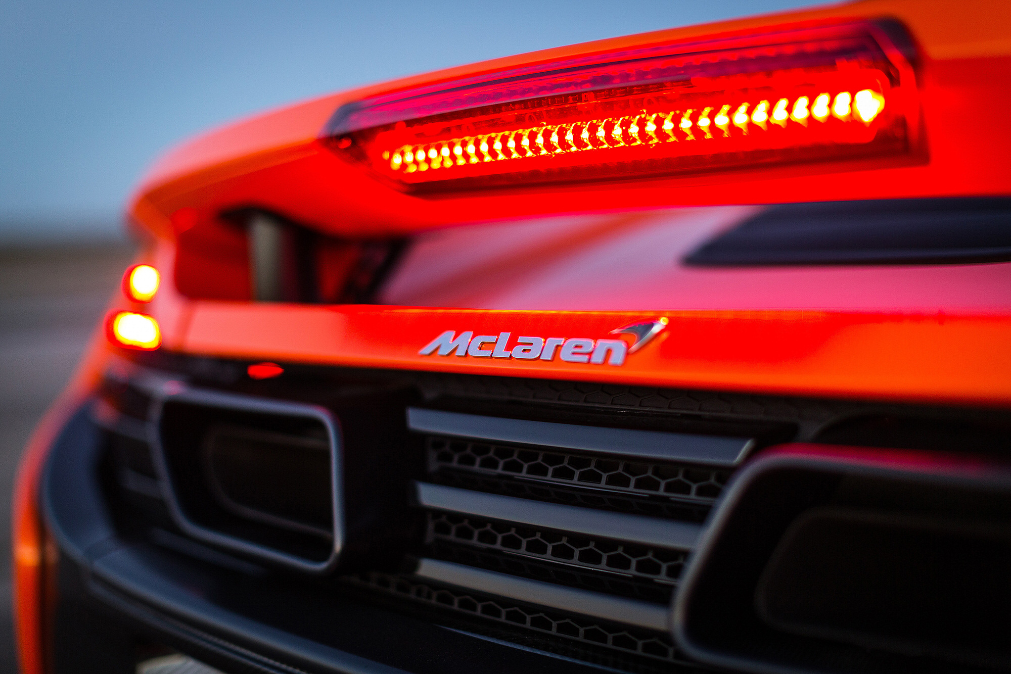 2015 McLaren 650S Spider taillights during Florida sunset
