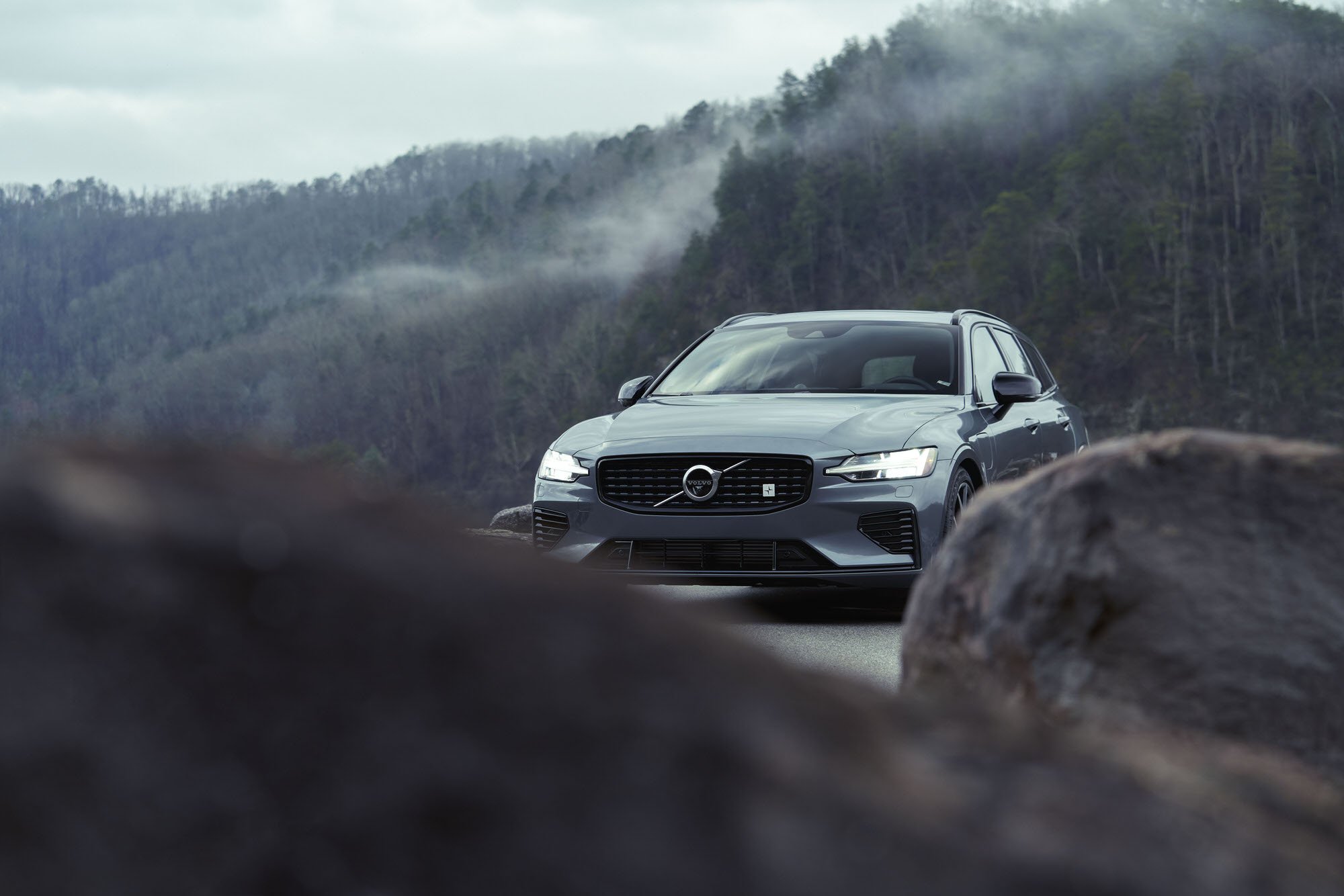 Volvo V60 T8 Polestar photographed in the mountains for Road and Track Magazine