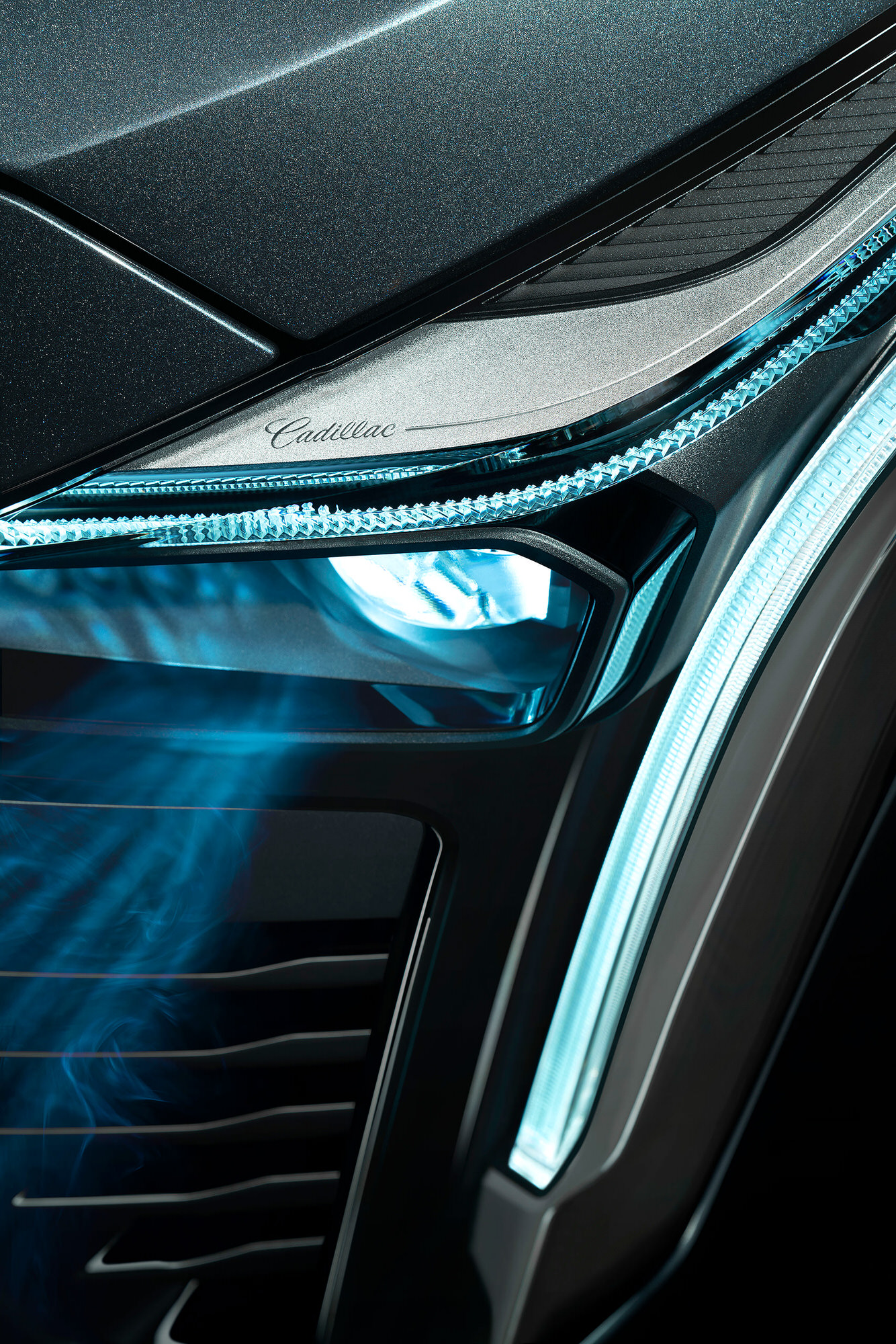 Cadillac XT4 headlight commercial studio photography