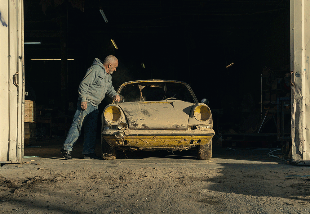 The original Peter Gregg Porsche 911 being dusted off from years of storage