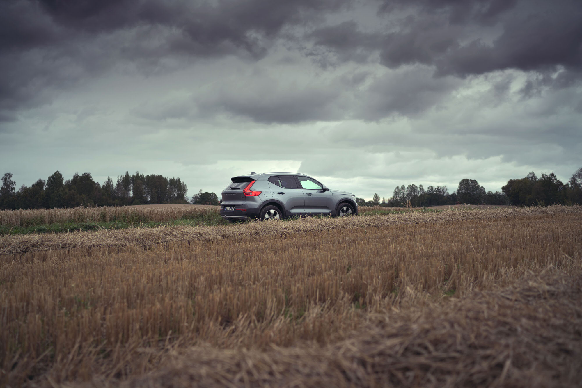 Silver Volvo XC40 on a cloudy overcast day in Hamar, Norway