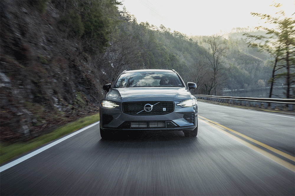 Volvo V60 T8 Polestar photographed in the mountains for Road and Track Magazine